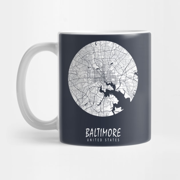 Baltimore, Maryland, USA City Map - Full Moon by deMAP Studio